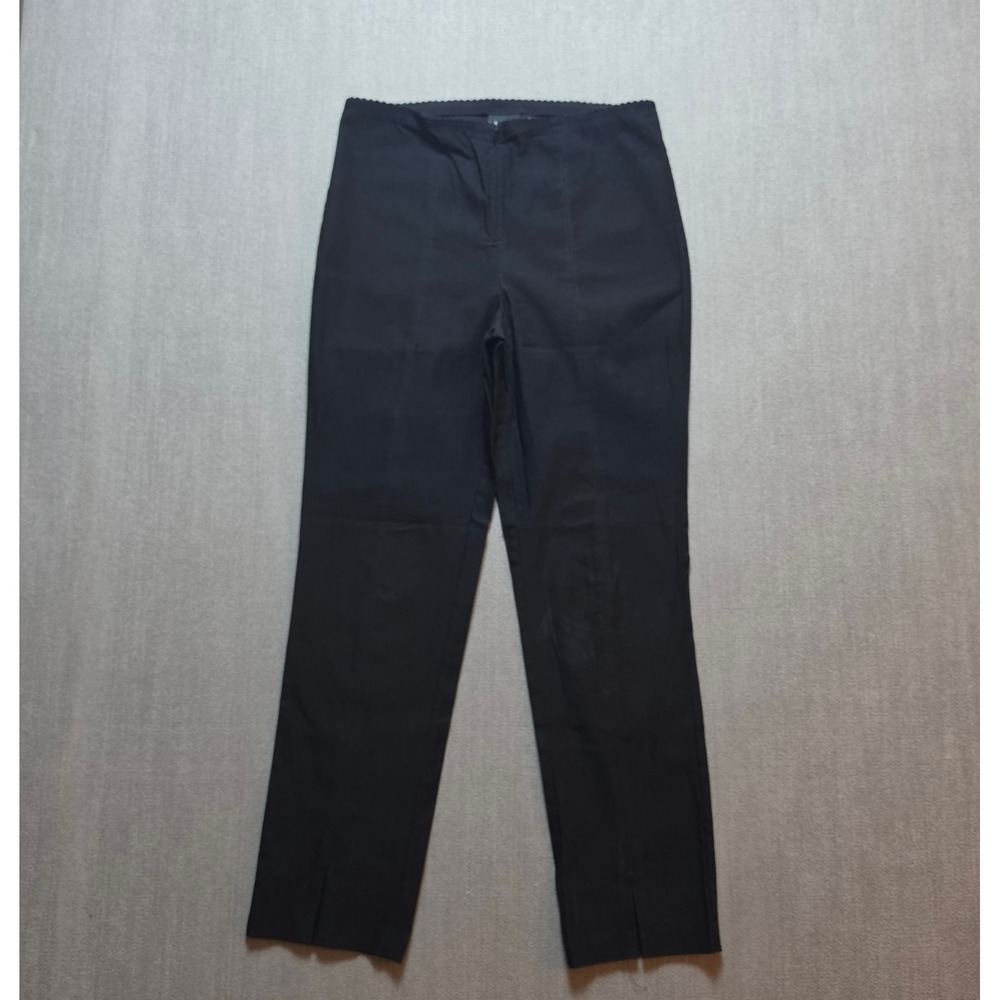 Tribal Pants Women 10 Black Slim Straight Leg Split Hem Trousers Zip